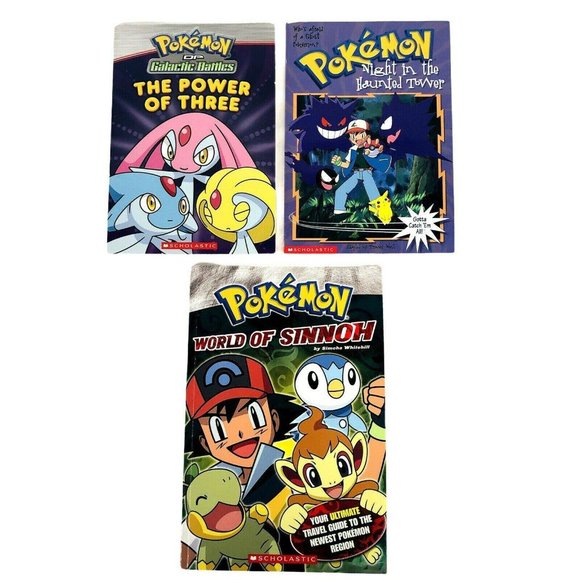 3 Scholastic Pokémon Chapter Books World Of Sinnoh With Poster Galactic Battles - Picture 1 of 10